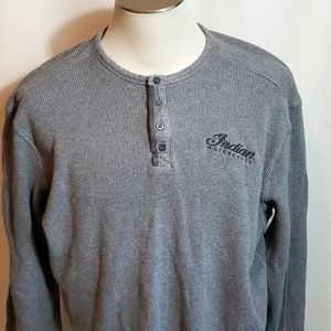 INDIAN MOTORCYCLE Grey Medium-Heavyweight Waffle Henley 2X